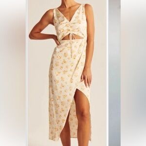 Abercrombie Satin Floral Cutout Dress